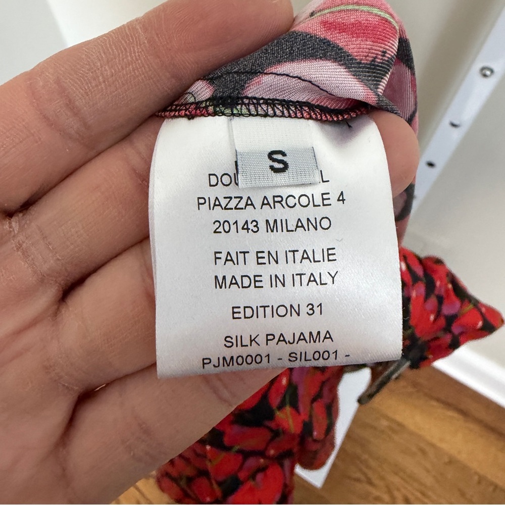 La DoubleJ cherry-print silk pyjama set size S - Picture 13 of 13